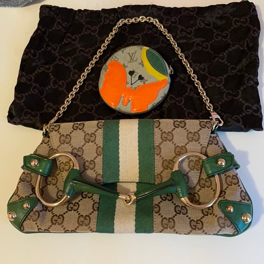 Gucci varsity stripe purse with free LV coin pouch